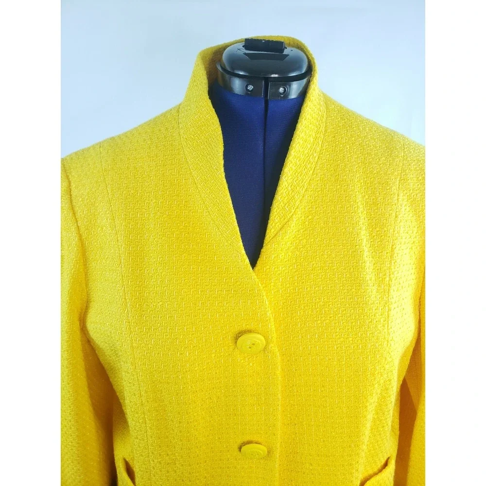 NWT Bergamo By EBI women's‎ Lined Yellow Tweed Jacket size 18 V37